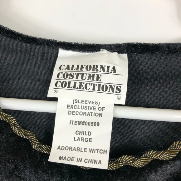 Childs Large Girls 2 Piece Black Adorable Witch Costume Dress Tights Halloween - Picture 4 of 7